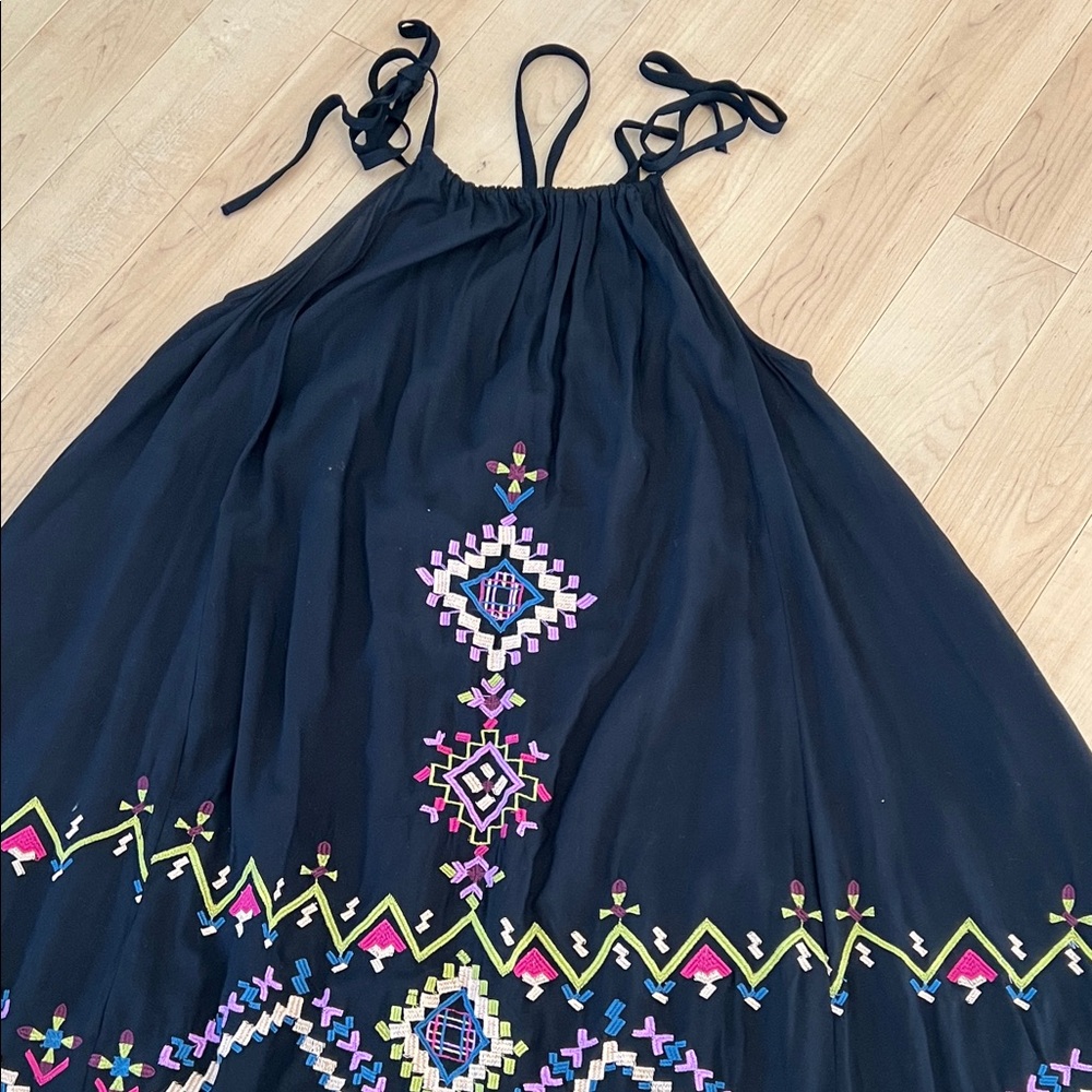Anthropologie Black Maxi Dress with Colorful Embroidery - Picture 6 of 10